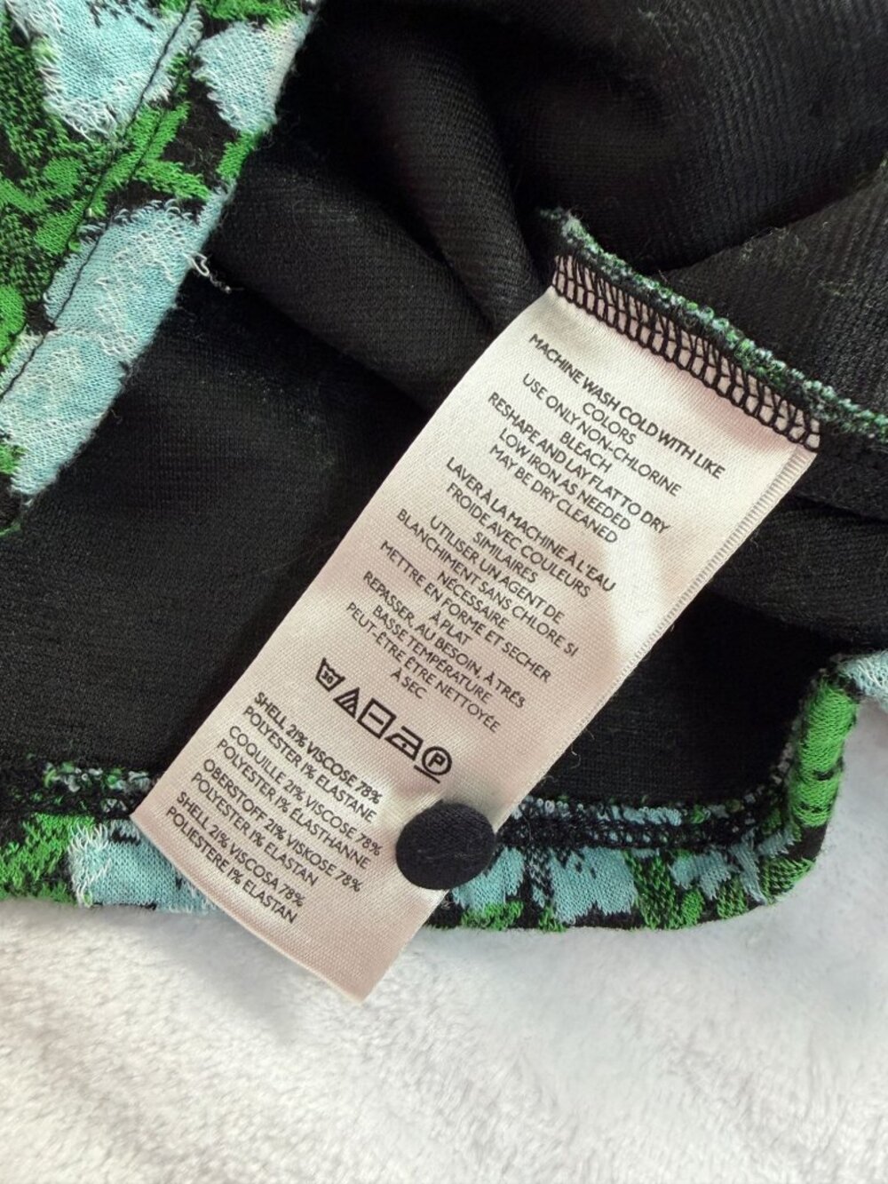 Anthropologie Maeve Womens Short Sleeve Mock-Neck Jacquard Top Large Green Blue - Picture 5 of 9